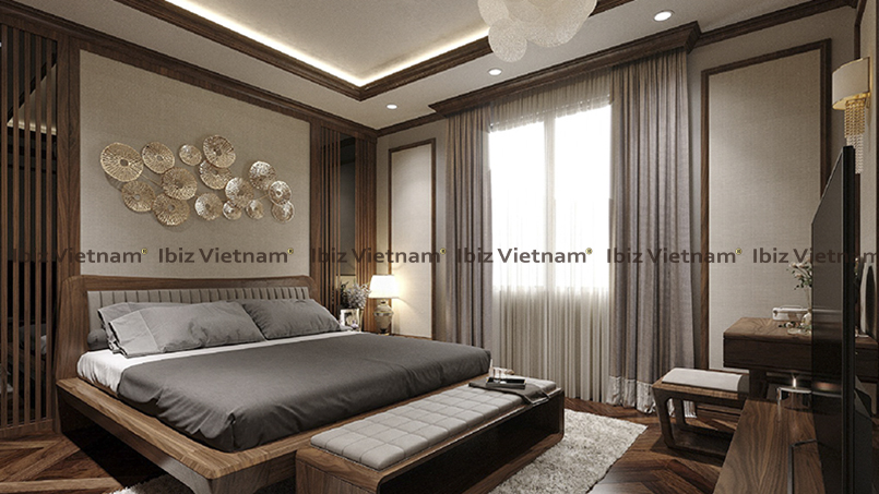Giường ngủ gỗ óc chó Nội thất IBIZ Việt Nam