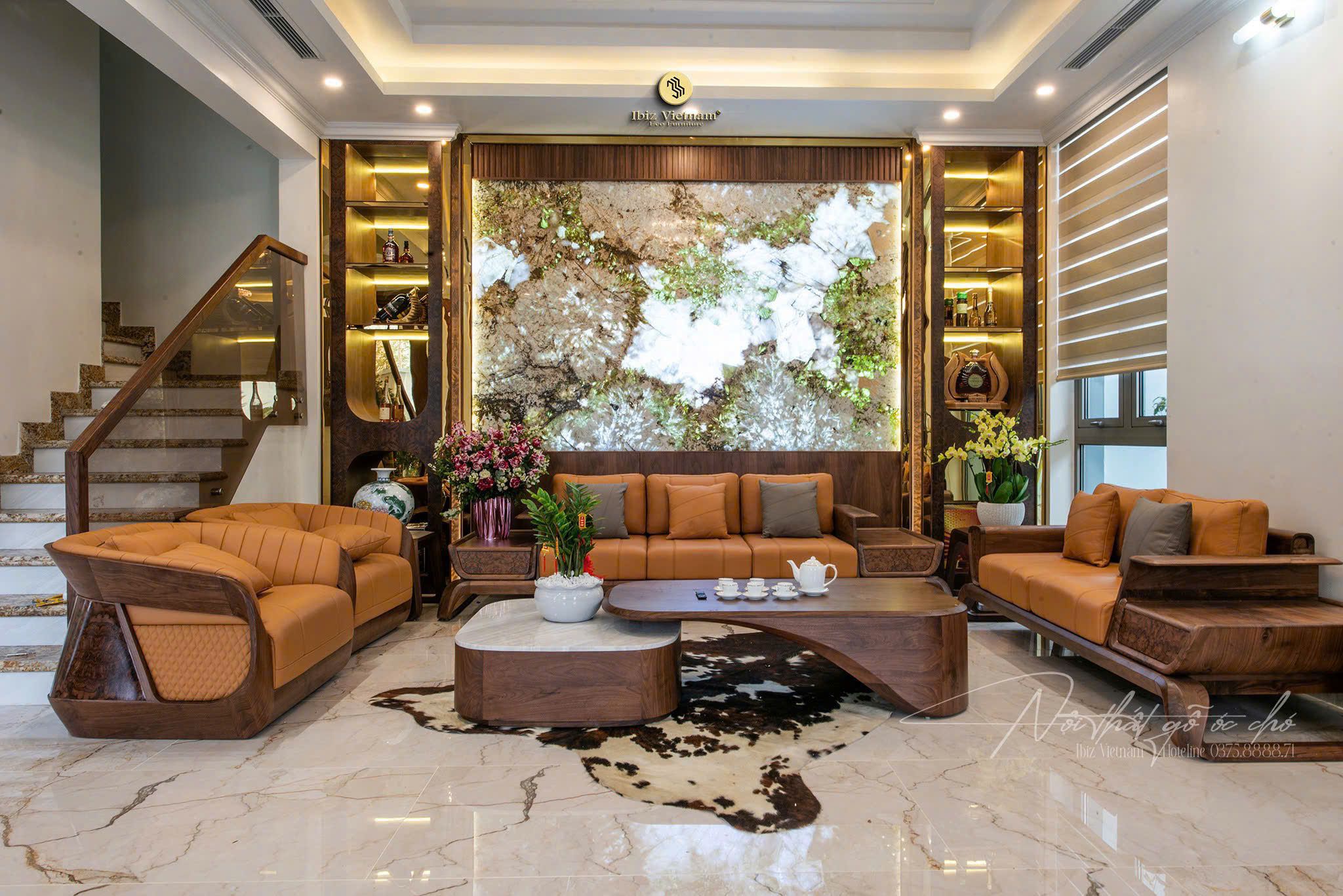 Dự án thiết kế nội thất biệt thự gỗ óc chó Nam Định