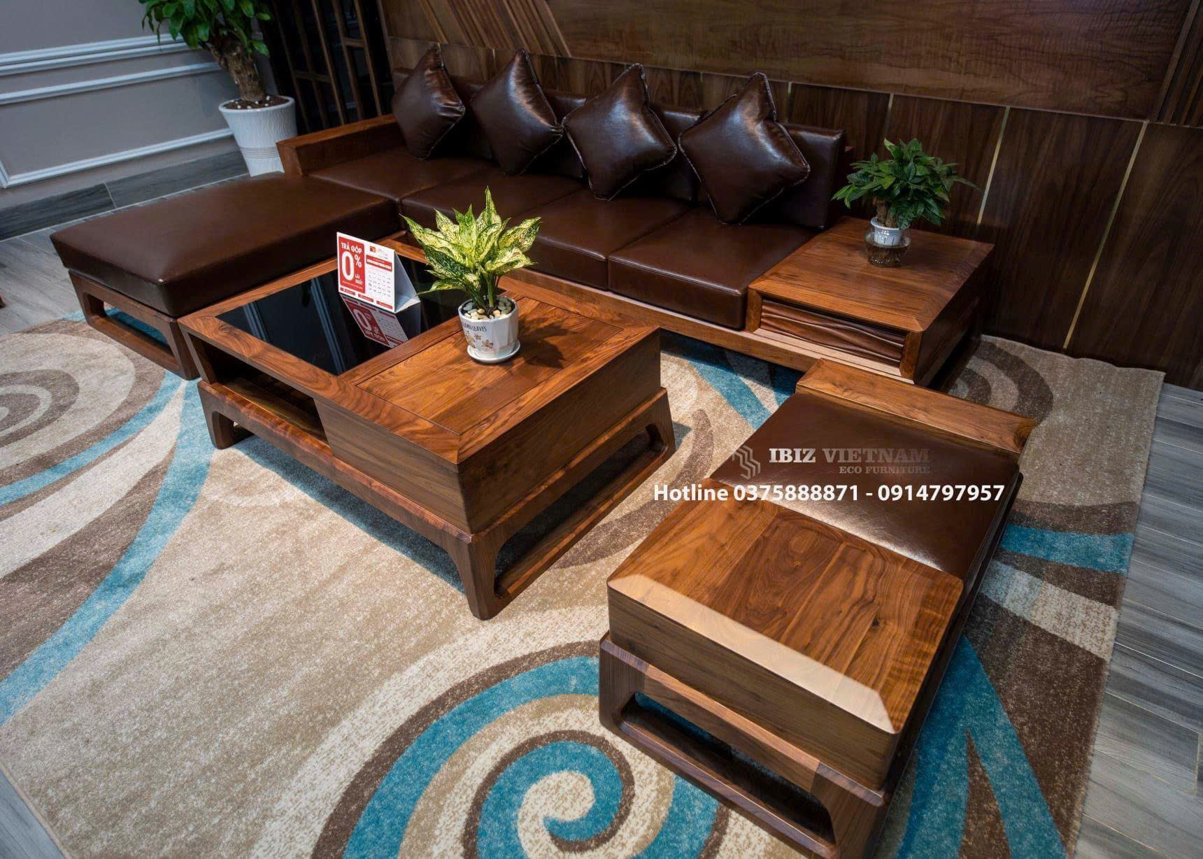 sofa gỗ óc chó