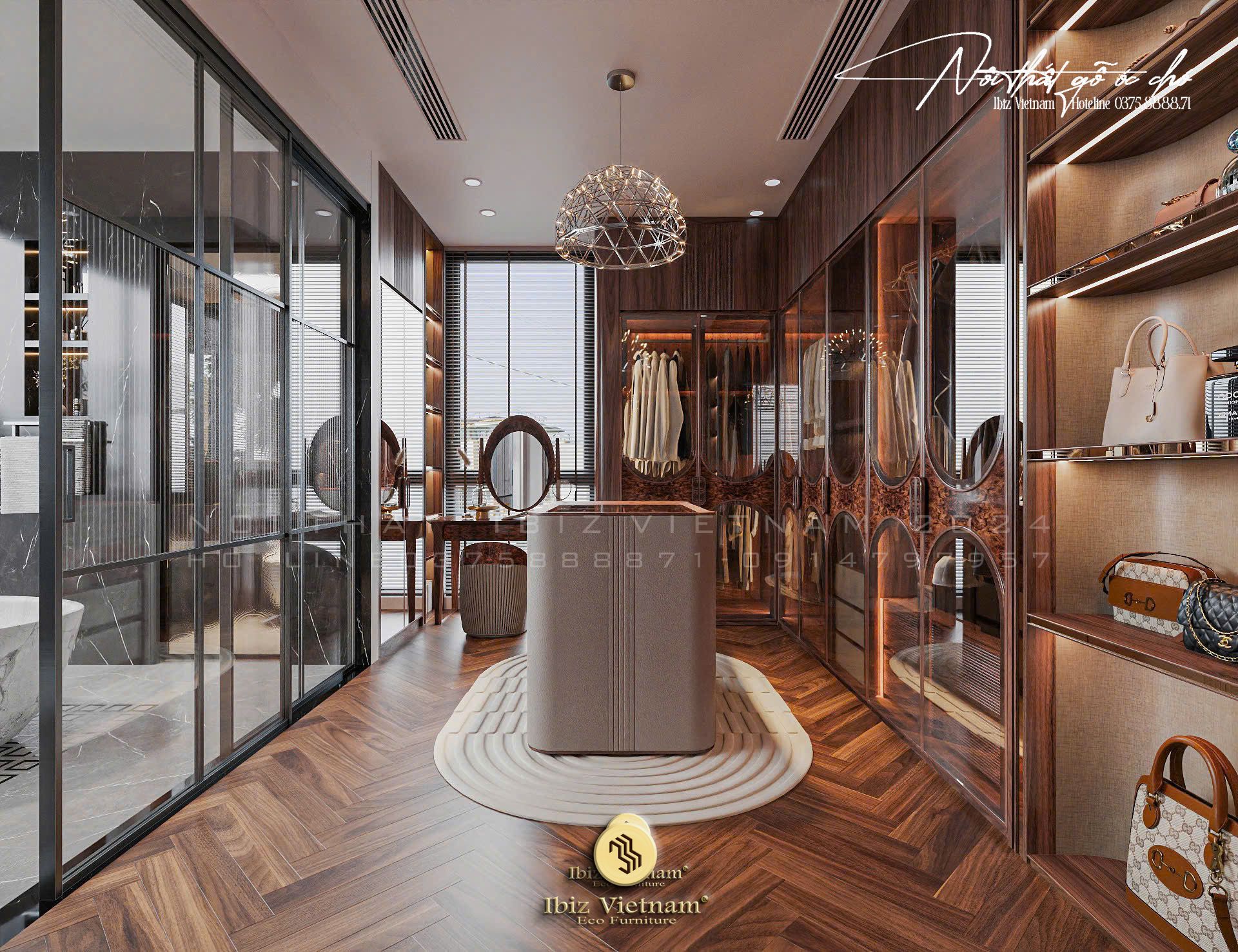 Dự án thiết kế nội thất gỗ óc chó Mansion T.H Đô Lương - Nghệ An