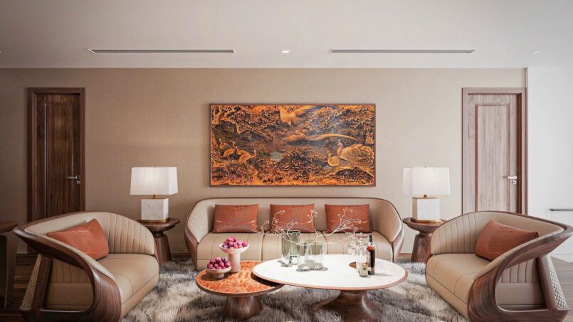 Dự án thiết kế nội thất gỗ óc chó Penthouse Lương Yên - Hà Nội