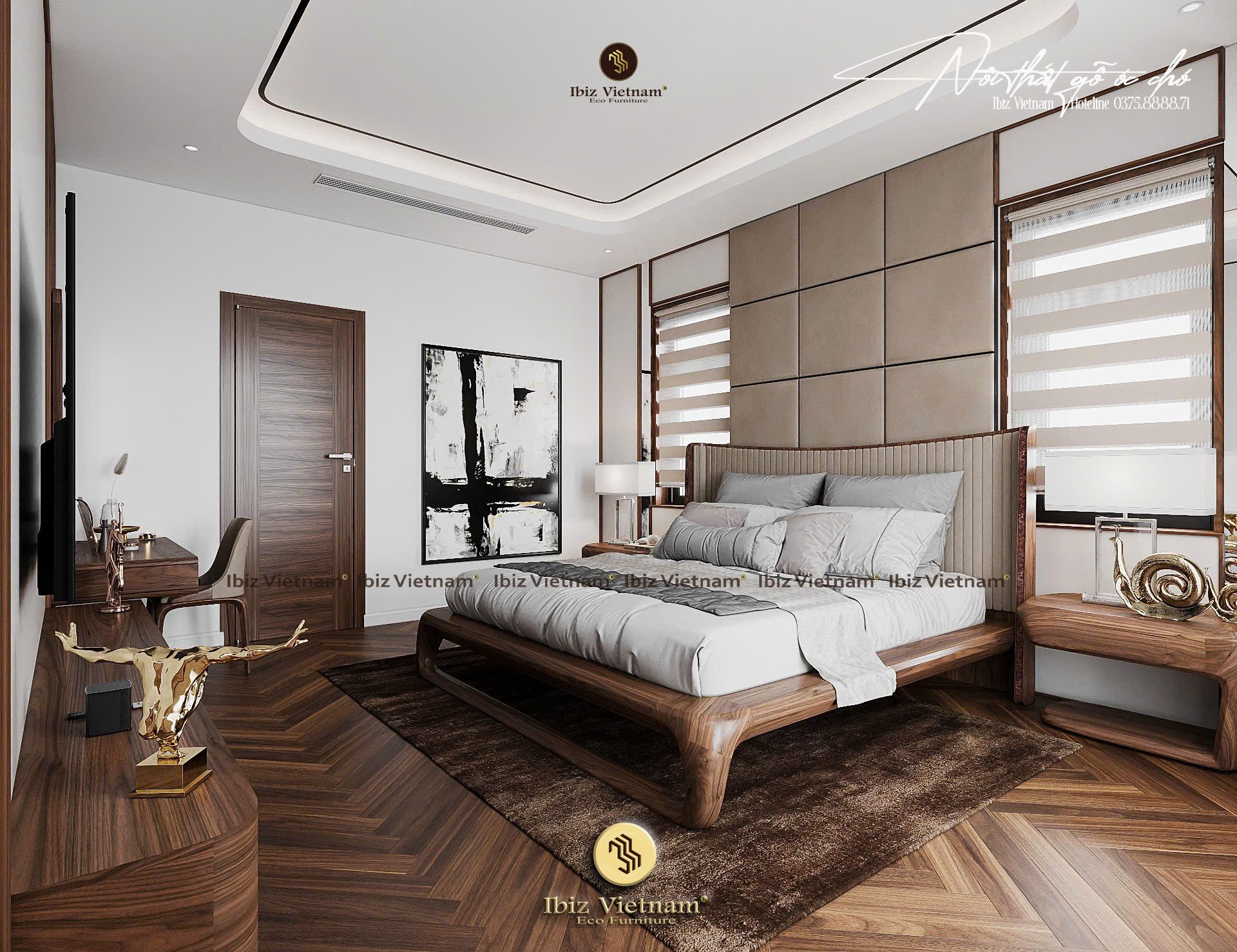 Dự án thiết kế nội thất gỗ óc chó Villa Móng Cái