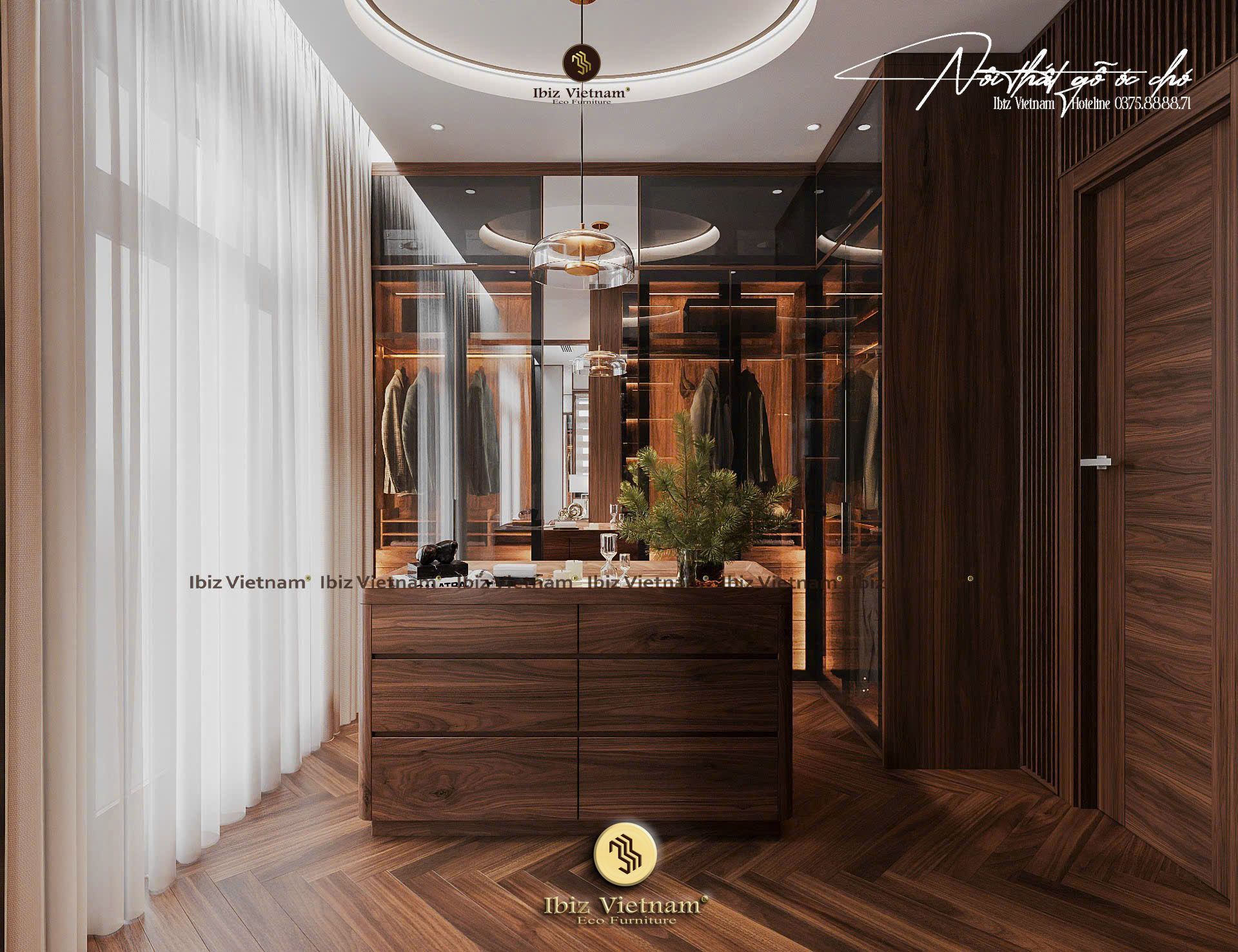 Dự án thiết kế nội thất gỗ óc chó Villa Móng Cái