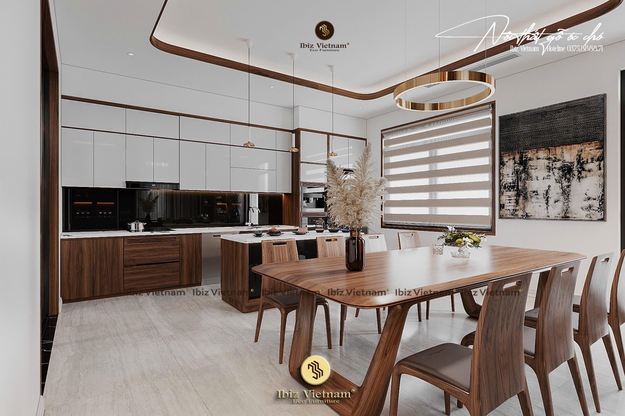 Dự án thiết kế nội thất gỗ óc chó Villa Móng Cái (17) Dự án thiết kế nội thất gỗ óc chó Villa Móng Cái