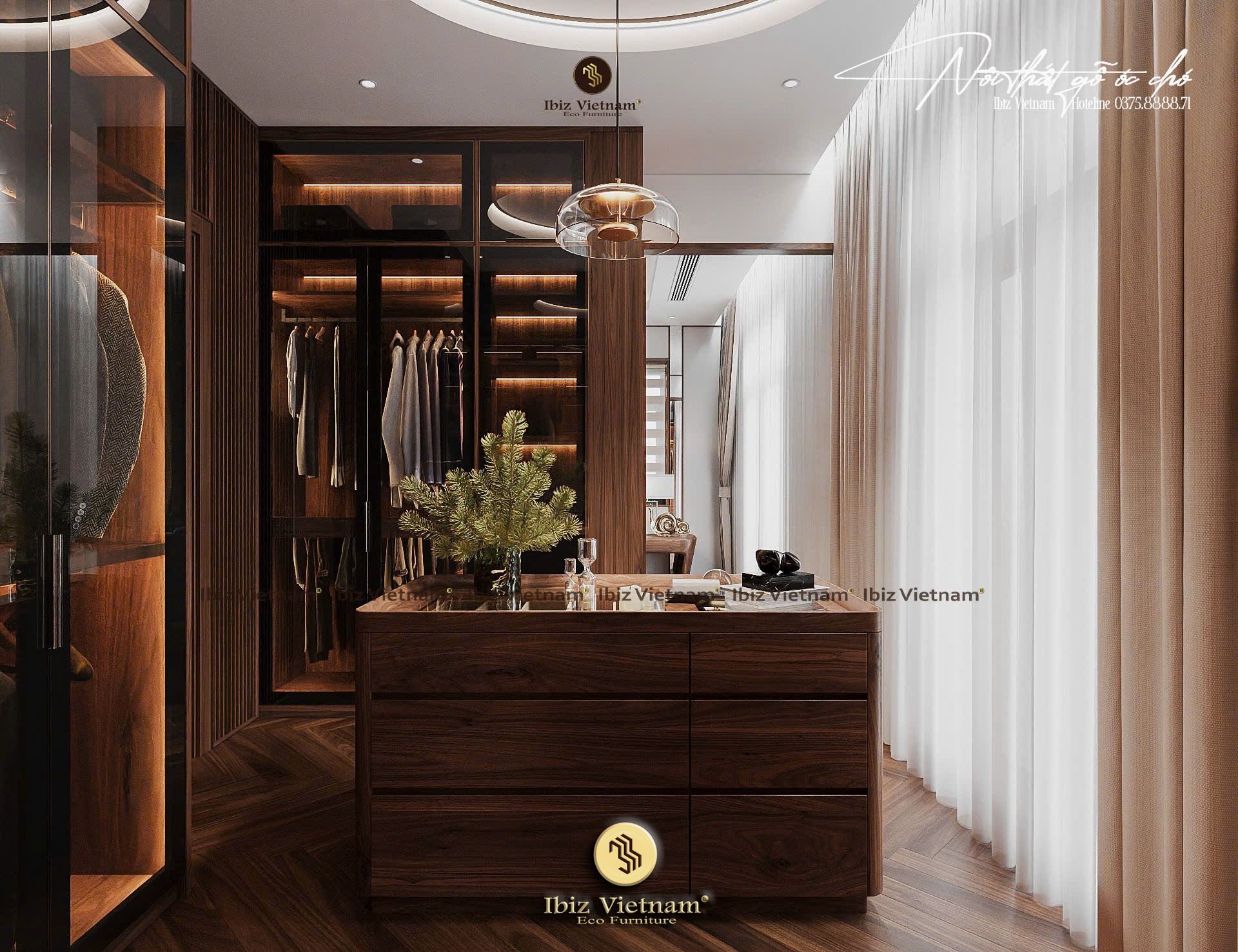 Dự án thiết kế nội thất gỗ óc chó Villa Móng Cái