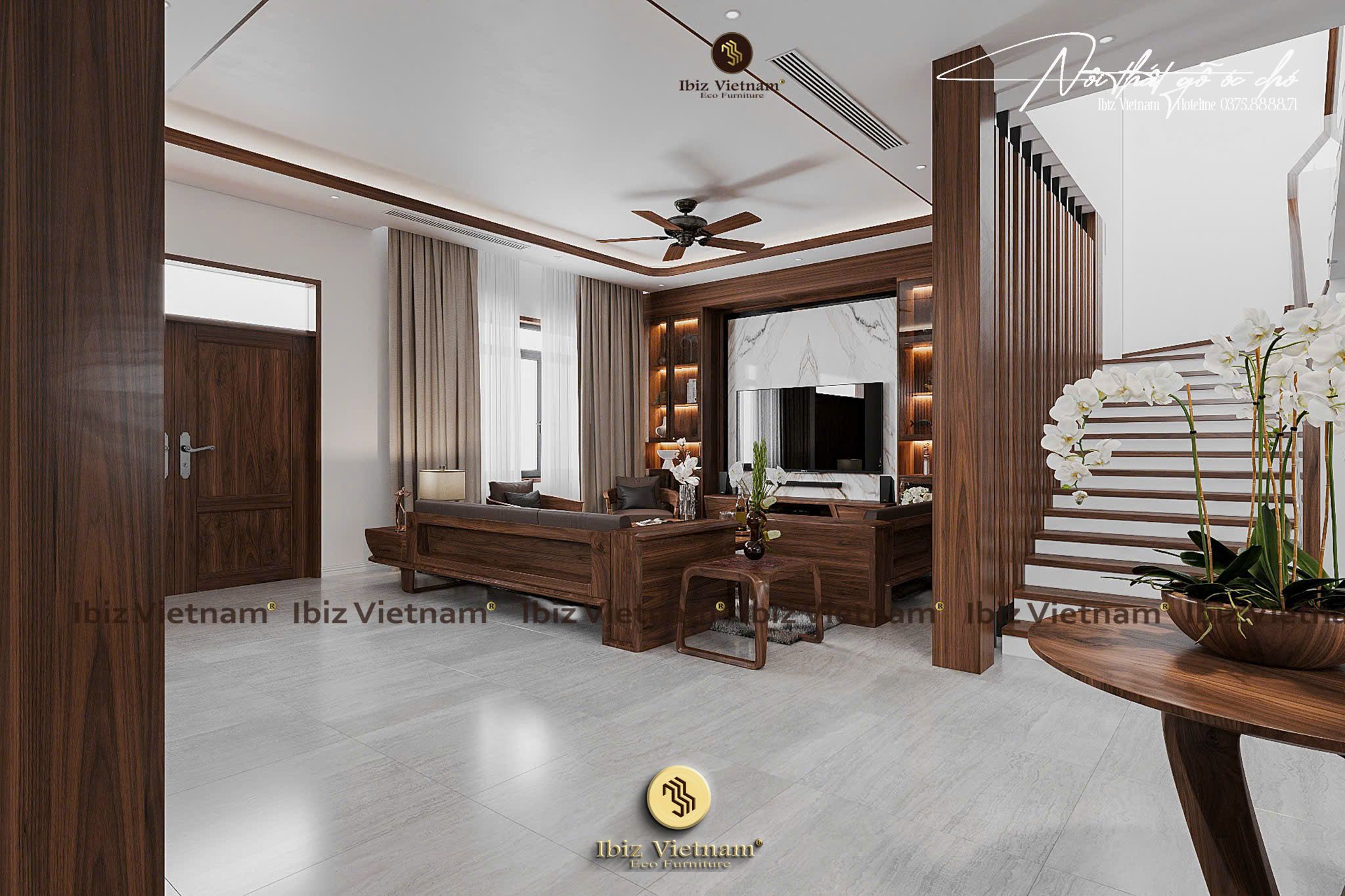 Dự án thiết kế nội thất gỗ óc chó Villa Móng Cái (5) Dự án thiết kế nội thất gỗ óc chó Villa Móng Cái