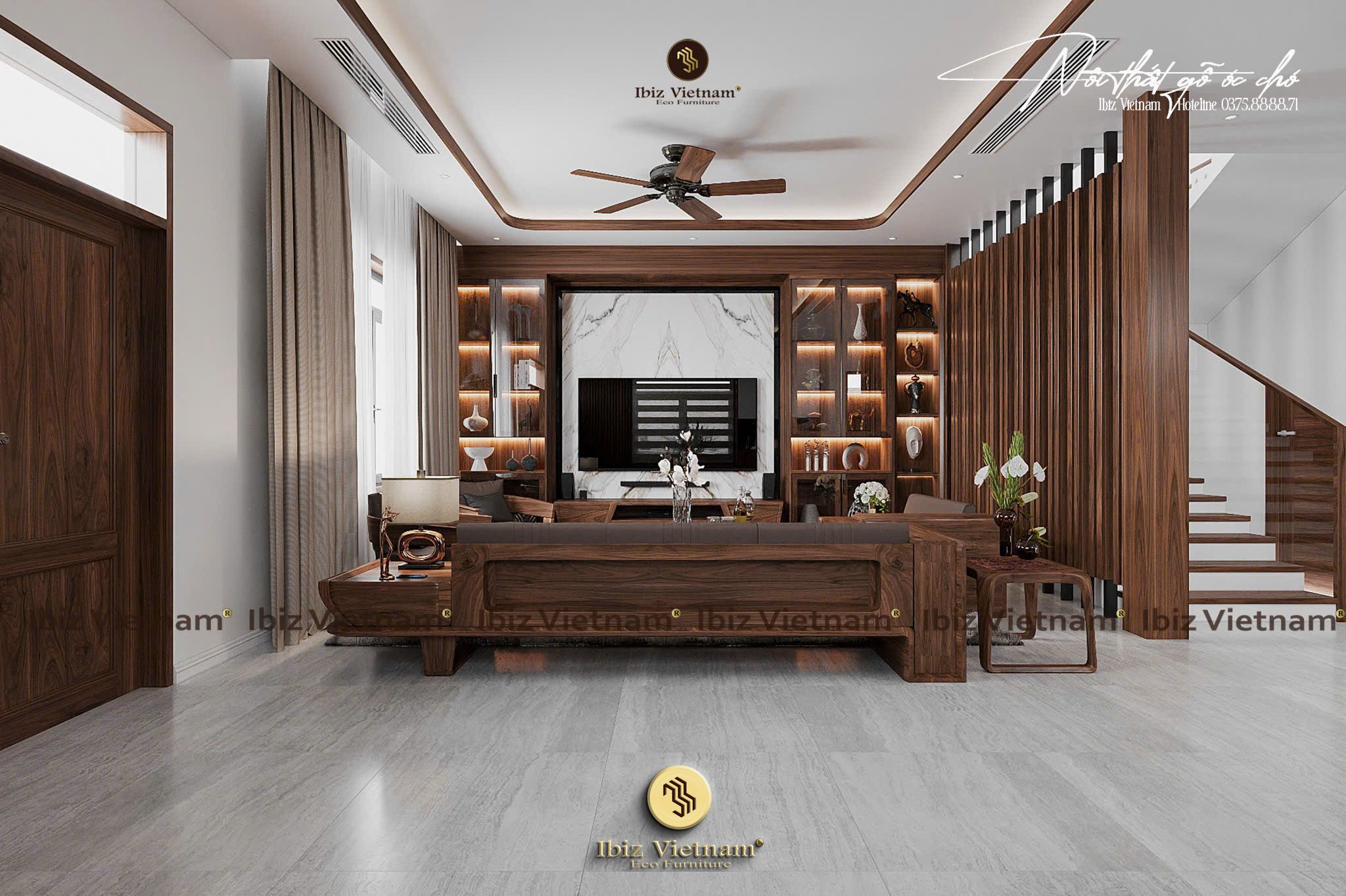 Dự án thiết kế nội thất gỗ óc chó Villa Móng Cái (9) Dự án thiết kế nội thất gỗ óc chó Villa Móng Cái