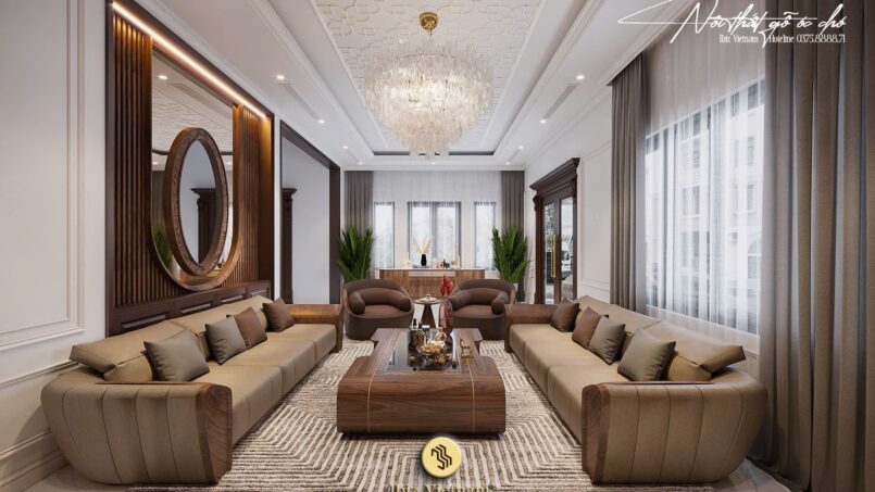 Dự án thiết kế nội thất gỗ óc chó khu đô thị Cánh Buồm Xanh - Bắc Ninh