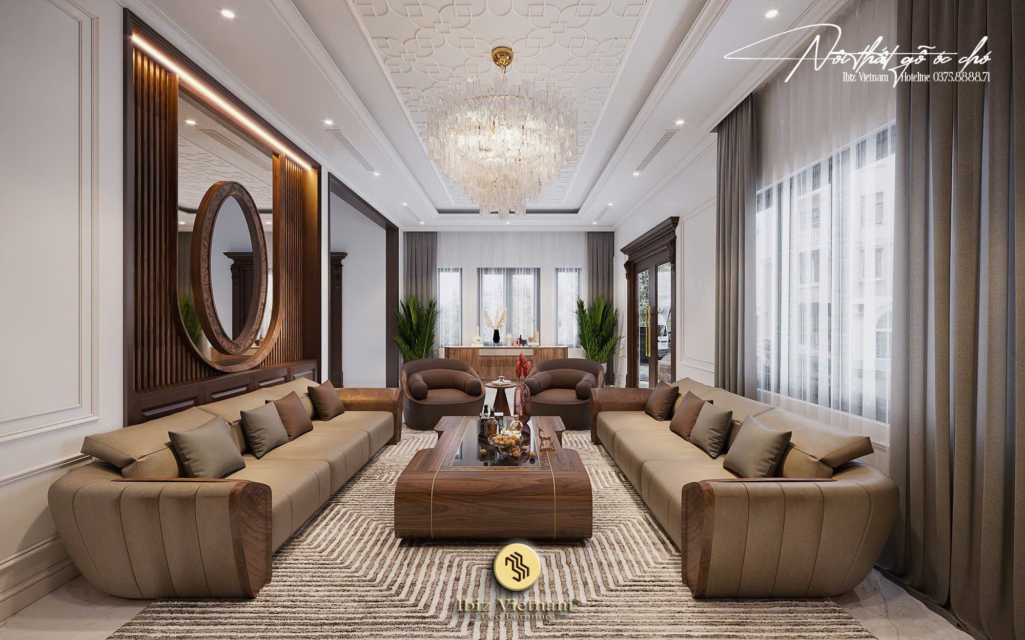 Dự án thiết kế nội thất gỗ óc chó khu đô thị Cánh Buồm Xanh - Bắc Ninh