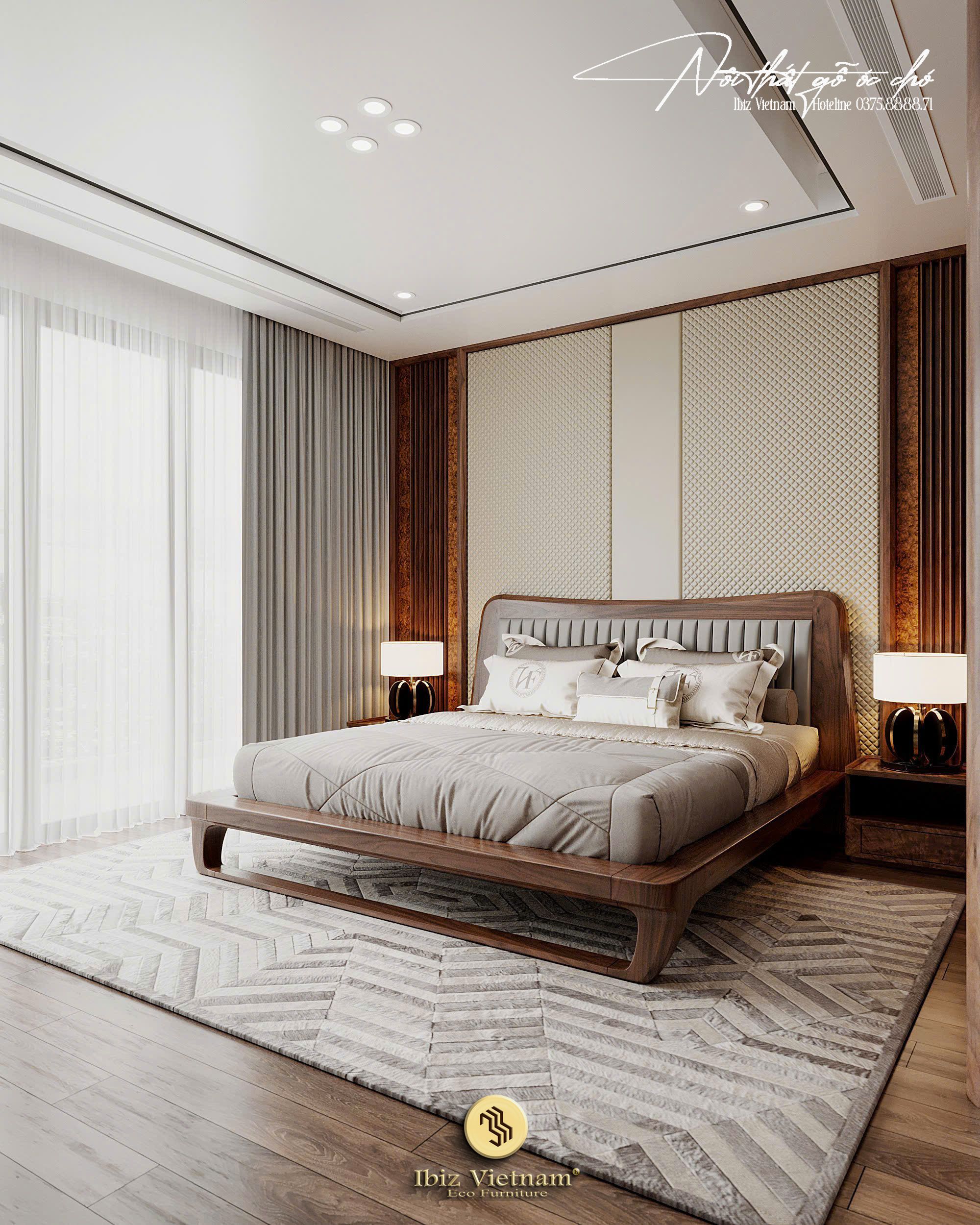 Dự án thiết kế nội thất gỗ óc chó nhà phố Thanh Trì - Hà Nội