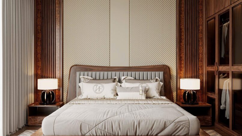 Dự án thiết kế nội thất gỗ óc chó nhà phố Thanh Trì - Hà Nội