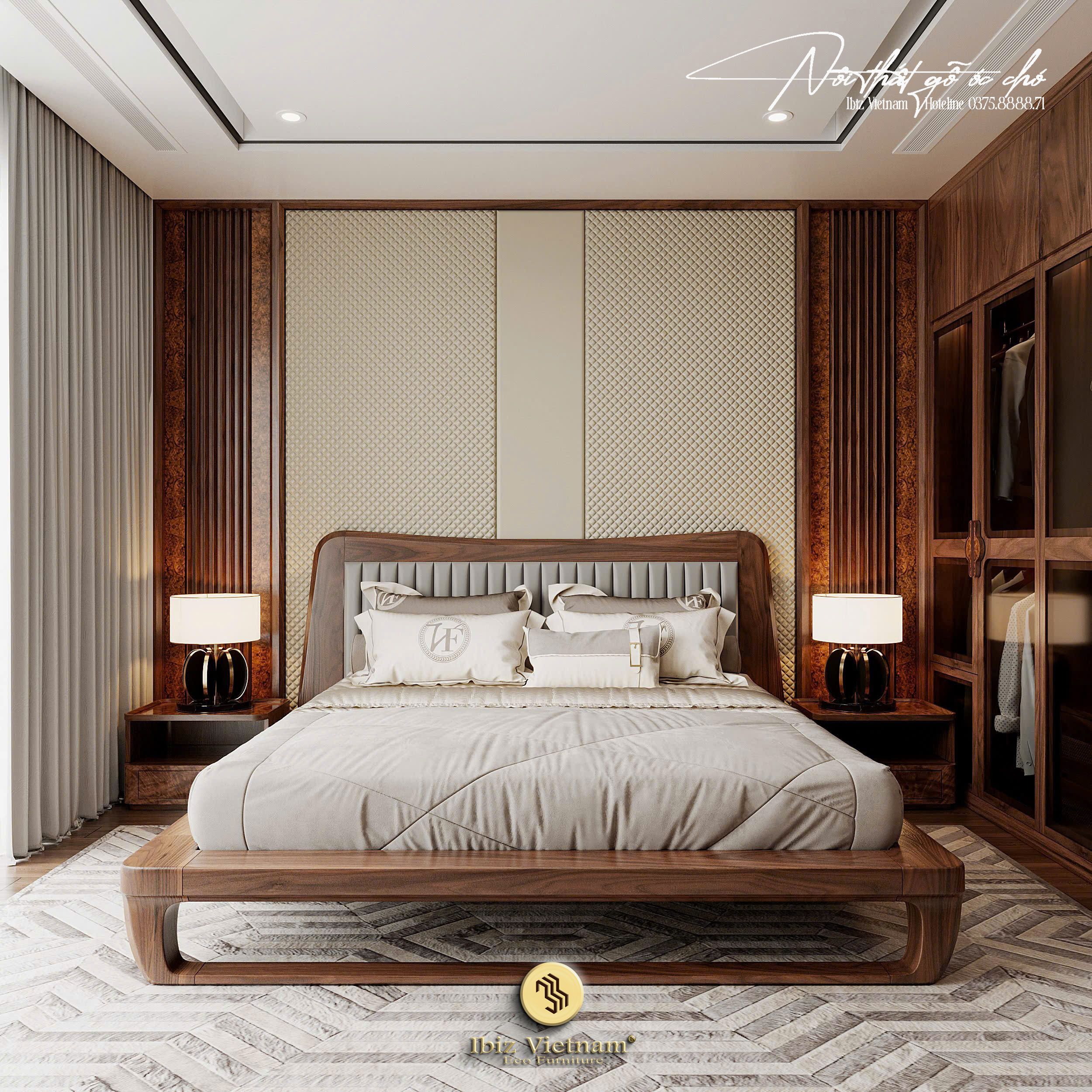 Dự án thiết kế nội thất gỗ óc chó nhà phố Thanh Trì - Hà Nội