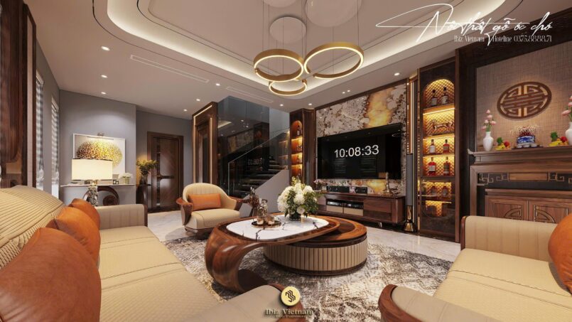 Dự án thiết kế nội thất gỗ óc chó nhà liền kề Ocean Park 3