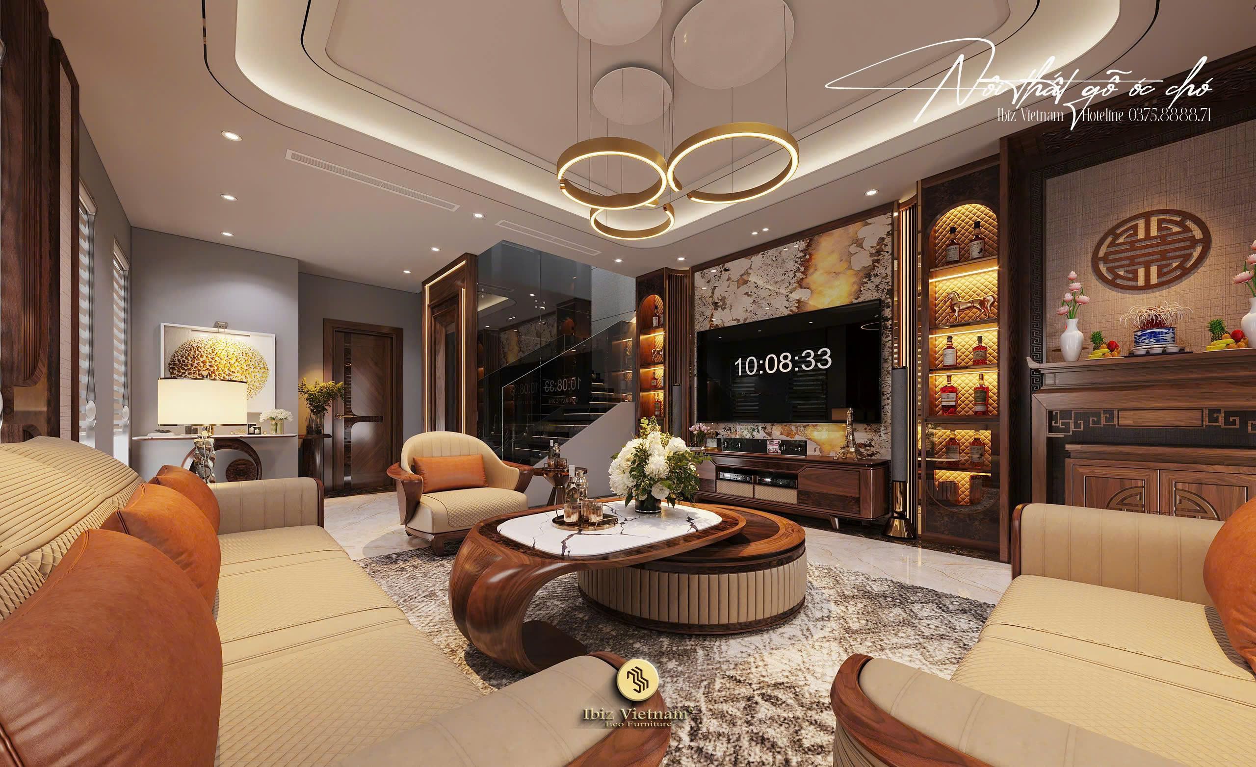 Dự án thiết kế nội thất gỗ óc chó nhà liền kề Ocean Park 3