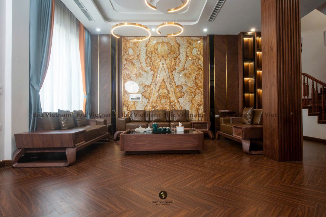 nội thất biệt thự gỗ óc chó