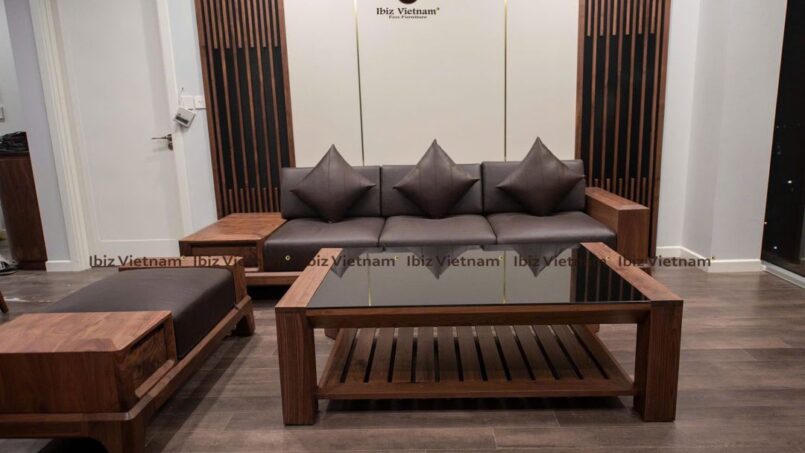 nội thất chung cư gỗ óc chó đẹp