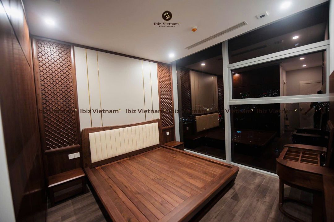 nội thất chung cư gỗ óc chó đẹp