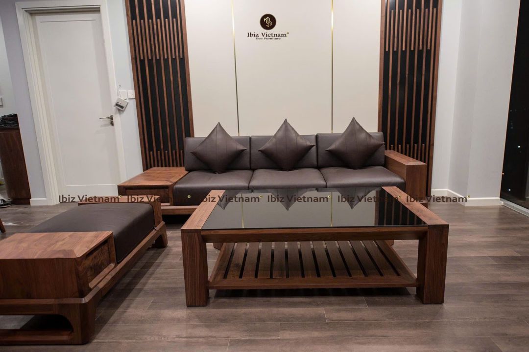 thiết kế chung cư gỗ óc chó đẹp