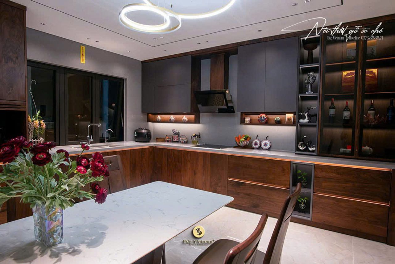 thiết kế thi công nội thất gỗ óc chó