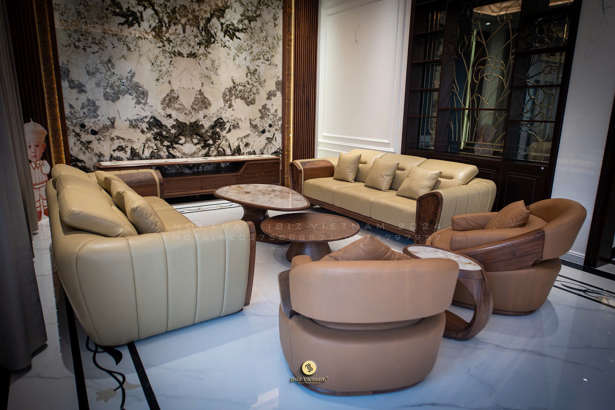 Sofa gỗ óc chó IBS040