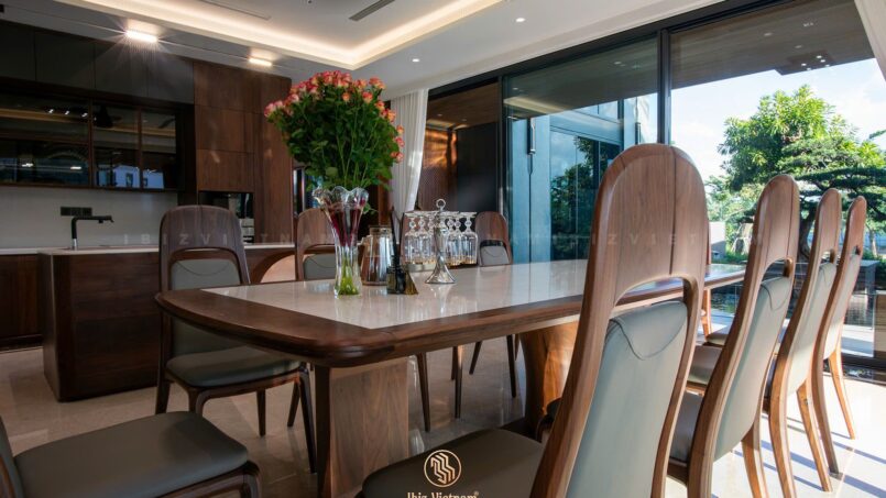 Bàn ghế ăn gỗ óc chó IBAC017