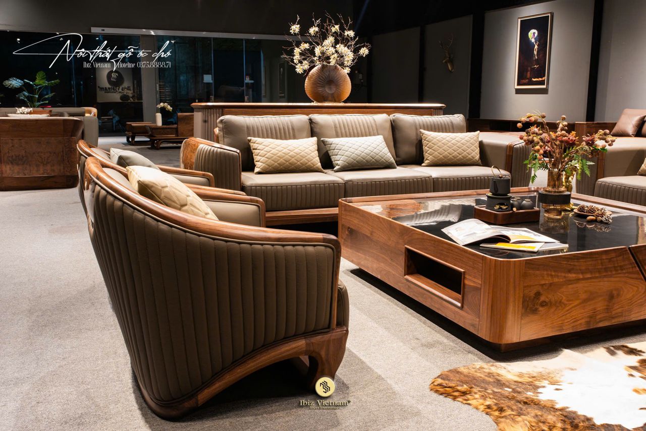 Sofa gỗ óc chó IBS044