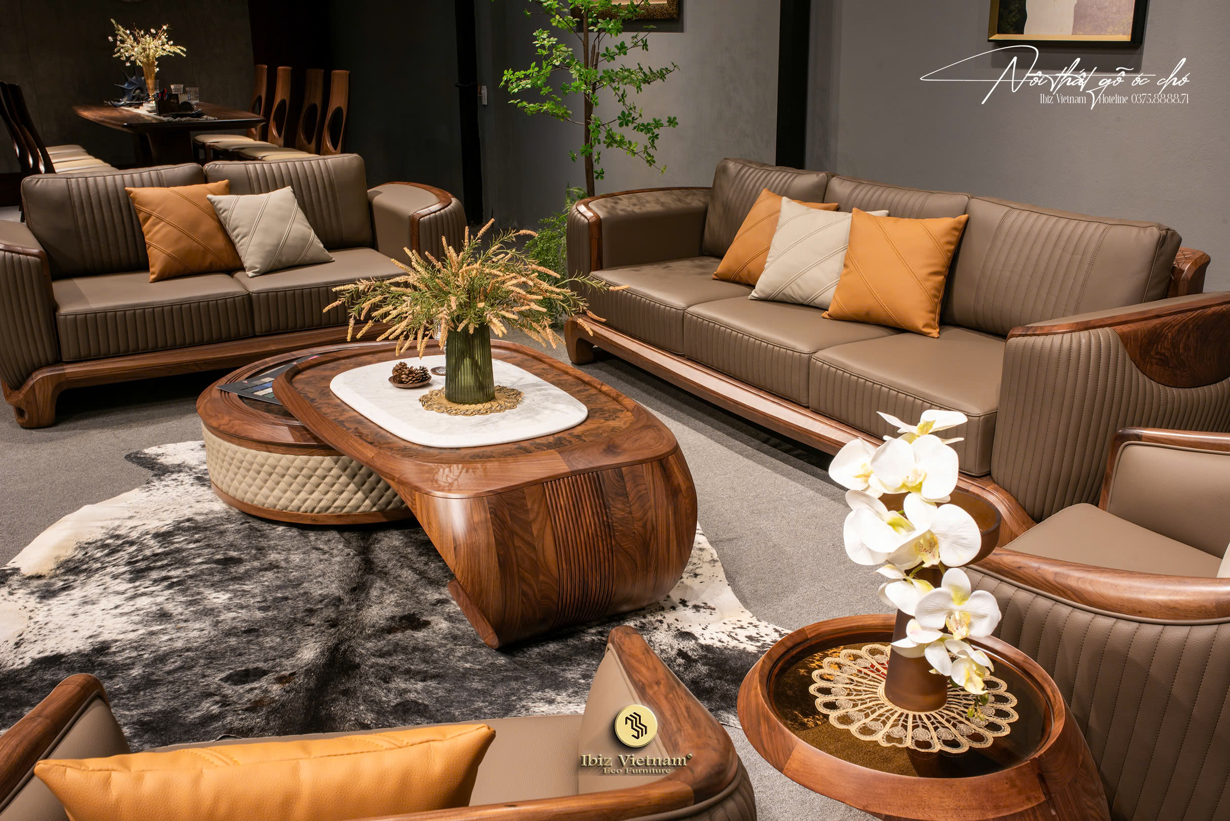 Sofa gỗ óc chó IBS046