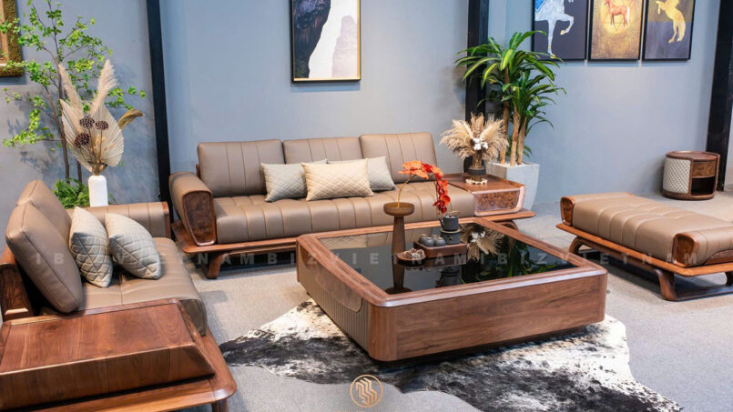 Sofa gỗ óc chó IBS048