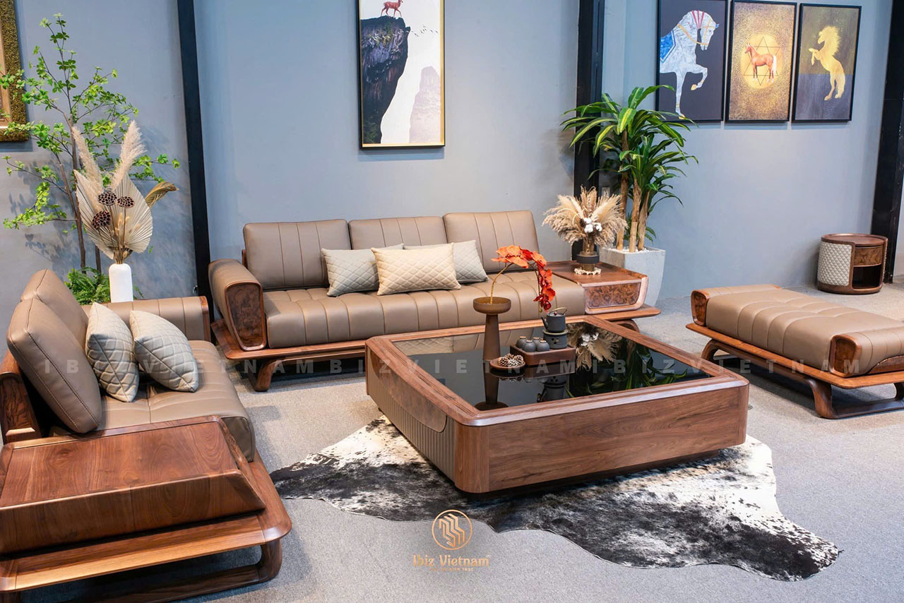 Sofa gỗ óc chó IBS048
